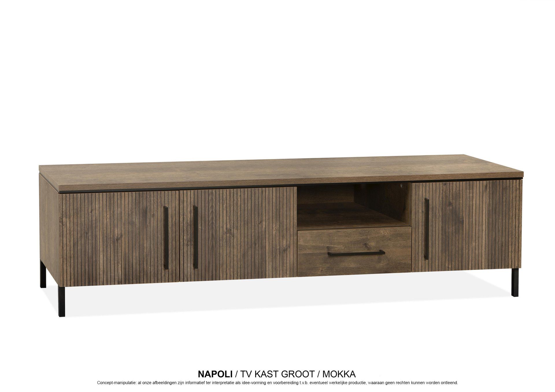 Tv kast groot Napoli 3 deurs/1 lade/1 open vak | 1