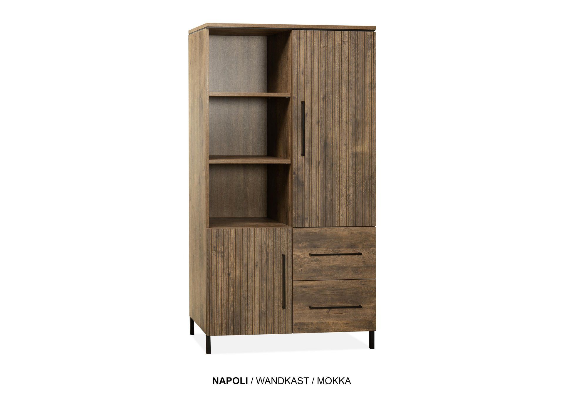 Wandkast Napoli 2 deurs/2lades/3 open vakken | 1